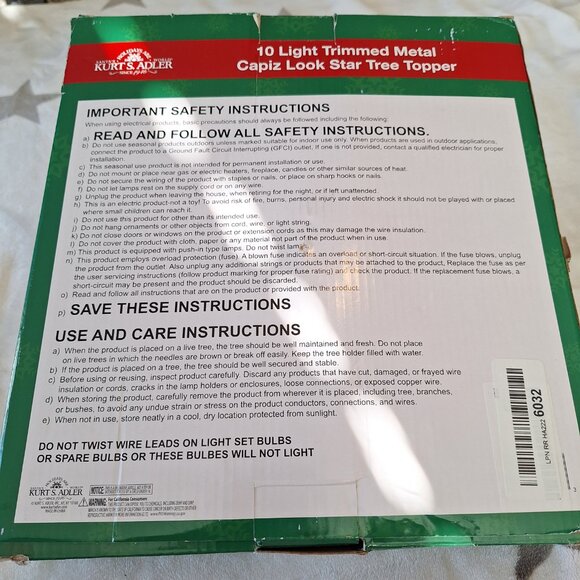 Kurt Adler 10 Light Trimmed Metal Capiz Look Star Tree Topper Silver - Picture 6 of 11